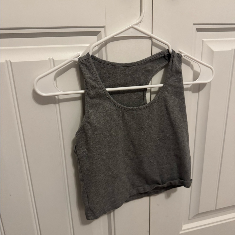 Gray Sleeveless Crop Top